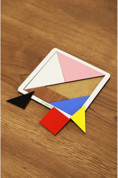 kutuTR Eğitici Renkli Ahşap Orta Boy Tangram Akıl Zeka Mantık Ve Strateji Oyunu ürün görseli 1