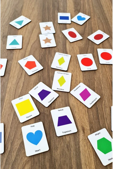 kutuTR 24 Parça Geometrik Şekiller Hafıza ve Zeka Kartları Eşleştirme Oyunu Ahşap Eğitici Puzzle Oyuncak ürün görseli 1