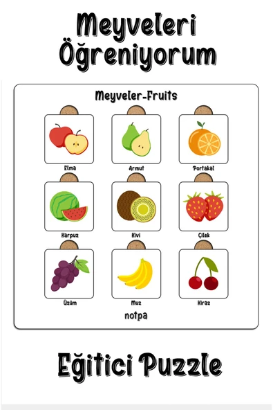 kutuTR Notpa Çocuklar İçin Meyveler Eğitici Puzzle ürün görseli 1