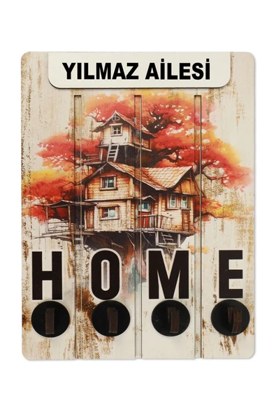 kutuTR Home Yazılı Kişiselleştirilebilir Ev için Anahtarlık Uv Baskı (Aile İsmi Yazılabilir) AT001 ürün görseli 1