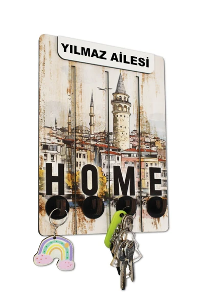 kutuTR Home Yazılı Kişiselleştirilebilir Ev için Anahtarlık Uv Baskı (Aile İsmi Yazılabilir) ürün görseli 1