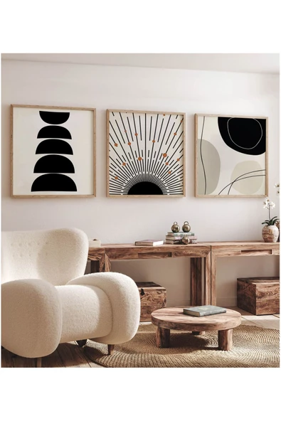 kutuTR Ahşap Çerçeveli Mdf Kare Tablo Seti Salon Ve Oturma Odası Için KR4014 ürün görseli 1