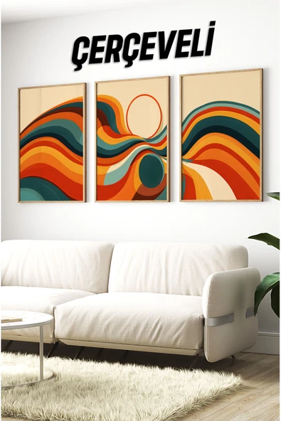 kutuTR Ahşap Çerçeveli Mdf Tablo Seti Salon Ve Oturma Odası Için Çt3093 ürün görseli 1