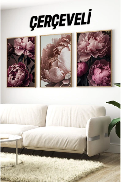 kutuTR Ahşap Çerçeveli Mdf Tablo Seti Salon Ve Oturma Odası Için Çt3088 ürün görseli 1