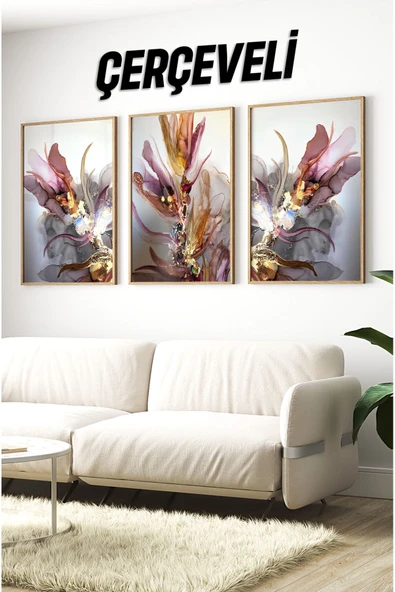 kutuTR Ahşap Çerçeveli Mdf Tablo Seti Matisse, Bohem, Kusama Salon Ve Oturma Odası İçin ÇT3084 ürün görseli 1