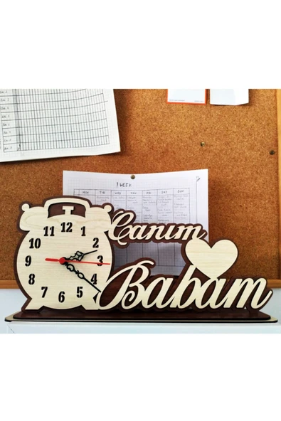 Notpa Canım Babam Masaüstü Ahşap Saat ürün görseli 1