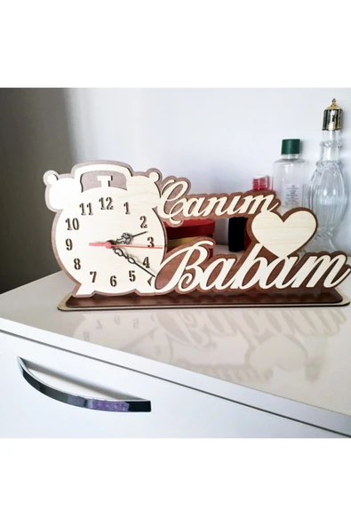 Notpa Canım Babam Masaüstü Ahşap Saat - Resim 3