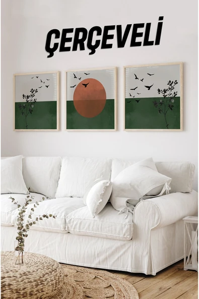 kutuTR Ahşap Çerçeveli Mdf Kare Tablo Seti Salon Ve Oturma Odası Için KR4007 ürün görseli 1