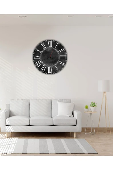kutuTR Aksesuar Basic Siyah Dekoratif Ahşap Duvar Saati 33x33 ürün görseli 1