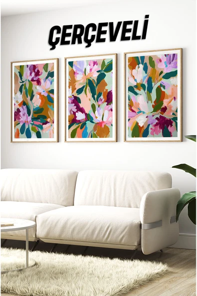 kutuTR Ahşap Çerçeveli Mdf Tablo Seti Matisse, Bohem, Kusama Salon Ve Oturma Odası İçin ÇT3085 ürün görseli 1