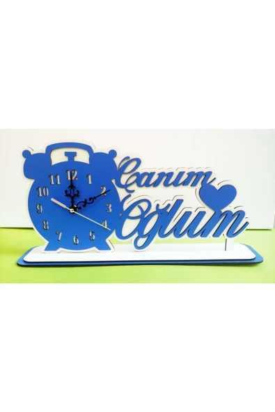 Notpa Canım Oğlum Ahşap Masaüstü Kalpli Saat ürün görseli 1