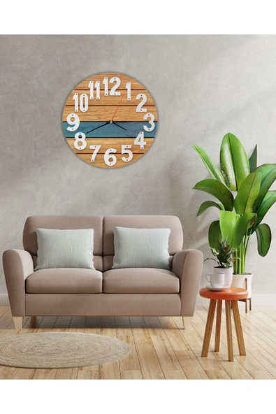 kutuTR Aksesuar Tahta Tasarım Dekoratif Ahşap Duvar Saati 33x33 ürün görseli 1