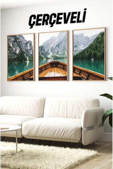 kutuTR Ahşap Çerçeveli Mdf Tablo Seti Salon Ve Oturma Odası Için Çt3091 ürün görseli 1