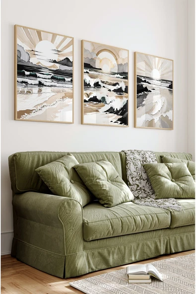 kutuTR Ahşap Çerçeveli Mdf Tablo Seti Matisse, Bohem, Kusama Salon Ve Oturma Odası İçin ÇT3074 ürün görseli 1
