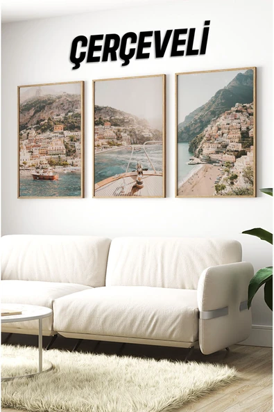 kutuTR Ahşap Çerçeveli Mdf Tablo Seti Salon Ve Oturma Odası Için Çt3097 ürün görseli 1