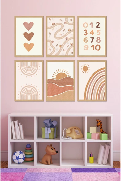 kutuTR Dekorize Mdf Tablo Seti 6 Parça 3 mm - Çocuk Odası Duvar  Dekoru 6010 ürün görseli 1