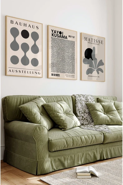 kutuTR Ahşap Çerçeveli Mdf Tablo Seti Salon Ve Oturma Odası İçin ÇT3008 ürün görseli 1