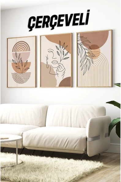 kutuTR Dekorize Mdf Tablo Seti 3 Parça 3 Mm - Çerçeveli Salon Oturma Odası Için Duvar Dekoru 3020 ürün görseli 1