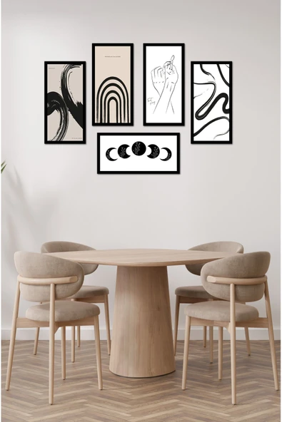 kutuTR Modern Style Dekorize Mdf 5 Parça Çerçeve Görünümlü Tablo Set 10204 ürün görseli 1