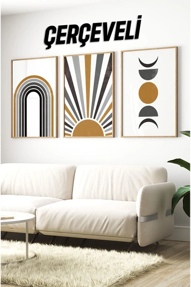 kutuTR Dekorize Mdf Tablo Seti 3 Parça 3 Mm - Çerçeveli Tablo Seti Salon Oturma Odası Için 3041 ürün görseli 1