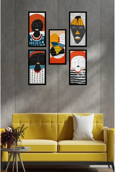 kutuTR Modern Style Dekorize Mdf 5 Parça Çerçeve Görünümlü Tablo Set 10201 ürün görseli 1