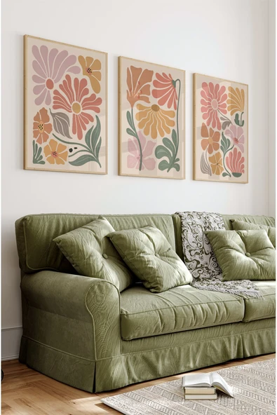 kutuTR Ahşap Çerçeveli Mdf Tablo Seti Salon Ve Oturma Odası İçin ÇT3005 ürün görseli 1