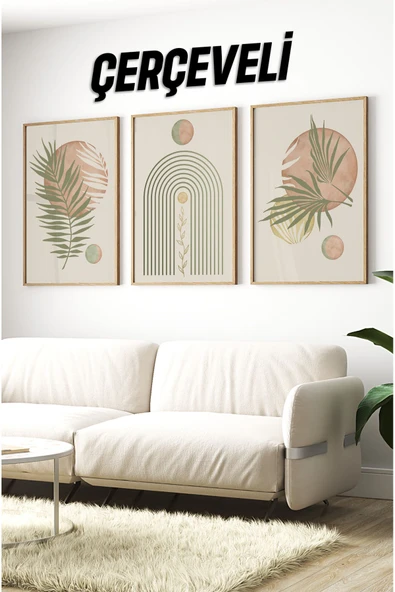 kutuTR Dekorize Mdf Tablo Seti 3 Parça 3 Mm - Çerçeveli Tablo Seti Salon Oturma Odası Için 3048 ürün görseli 1