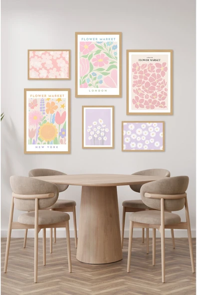 kutuTR 6'lı Ahşap Model 3 Adet 21x30 ve 3 Adet 13x17 Tablodan Oluşan Set Çerçeve Görünümlü 3064 ürün görseli 1