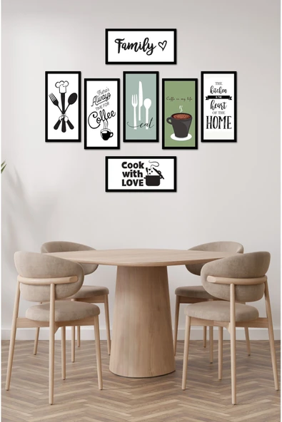 kutuTR Modern Style Mutfak Model Dekorize Mdf 7 Parça Çerçeve Görünümlü Tablo Set 10205 ürün görseli 1