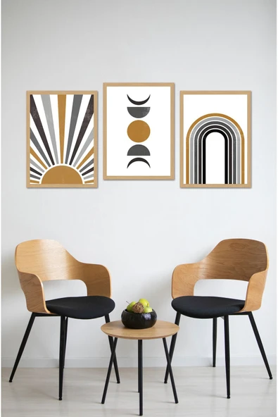kutuTR Dekorize Mdf Tablo Seti 3 Parça 3 Mm - Salon Oturma Odası Için Bohem Duvar Dekoru 3041 ürün görseli 1