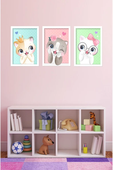 kutuTR Dekorize Mdf 3 Parça 3 Mm Çerçeve Görünümlü Çocuk Odası Için Sevimli Hayvanlar 3038 ürün görseli 1