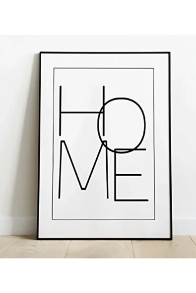 Notpa 1 Adet "home" Yazılı Siyah Çerçeve Görünümlü Ahşap Duvar Tablosu A4 ürün görseli 1