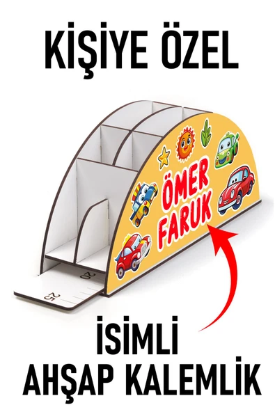 kutuTR Yarım Ay Cetvelli Kalemlik Kişiselleştirilebilir Ürün Erkek Çocuklar İçin Er-01 ürün görseli 1