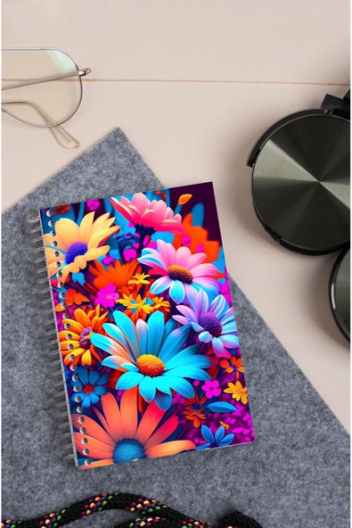 kutuTR Çiçek Desenli Ahşap Mdf Kapaklı 80 Yaprak KAreli 10x14 Vip Modelist Defter 80gr/m2 K-A606 ürün görseli 1