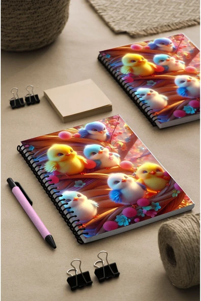 kutuTR Civcivler Ahşap Mdf Kapaklı 100 Yaprak Çizgili 15x21 Vip Modelist Defter 80gr/m2 Ç511 ürün görseli 1