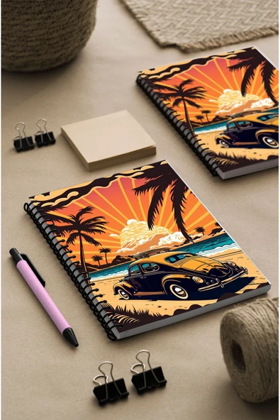 kutuTR Araba Desen Ahşap Mdf Kapaklı 100 Yaprak Çizgili 14x21 Vip Modelist  Defter 80gr/m2 Ç520 ürün görseli 1