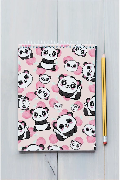 kutuTR Panda Ahşap Mdf Kapaklı 80 Yaprak Çizgili 14x21 Vip Bloknot 70gr/m2 Ç-OB10 ürün görseli 1