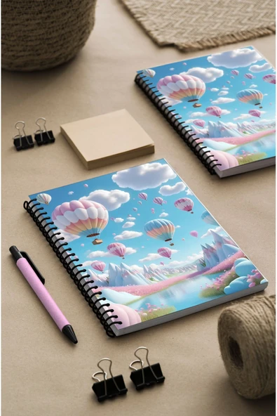 kutuTR Uçan Balon Ahşap Mdf Kapaklı 100 Yaprak Çizgili 15x21 Vip Modelist Defter 80gr/m2 Ç502 ürün görseli 1