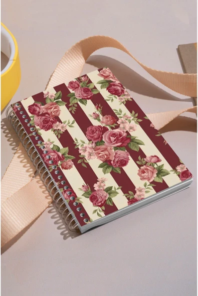 kutuTR Çiçek Buket Desen Ahşap Mdf Kapaklı 100 Yaprak Kareli 15x21 Vip Modelist Defter 80gr/m2 K517 ürün görseli 1
