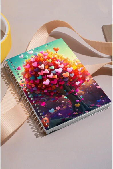 kutuTR Kalp Ağaç Ahşap Mdf Kapaklı 100 Yaprak Kareli 15x21 Vip Modelist Defter 80gr/m2 K501 ürün görseli 1