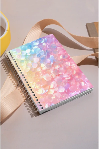 kutuTR Pembe Taşlar Desenli Ahşap Mdf Kapaklı 100 Yaprak Kareli 15x21 Vip Modelist Defter 80gr/m2 K519 ürün görseli 1