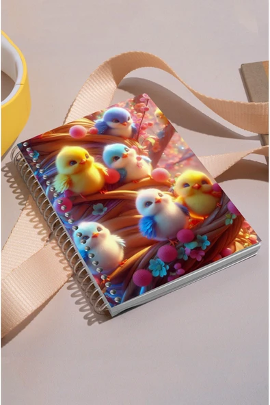 kutuTR Civcivler Ahşap Mdf Kapaklı 100 Yaprak Kareli 15x21 Vip Modelist Defter 80gr/m2 K511 ürün görseli 1