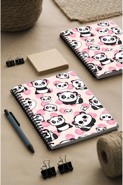 kutuTR Panda Ahşap Mdf Kapaklı 100 Yaprak Çizgili 14x21 Vip Modelist  Defter 80gr/m2 Ç510 ürün görseli 1