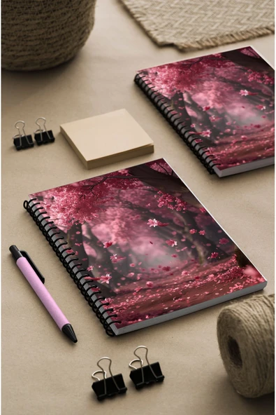 kutuTR Kırmızı Yol Desenli Ahşap Mdf Kapaklı 100 Yaprak Çizgili 15x21 Vip Modelist Defter 80gr/m2 Ç518 ürün görseli 1