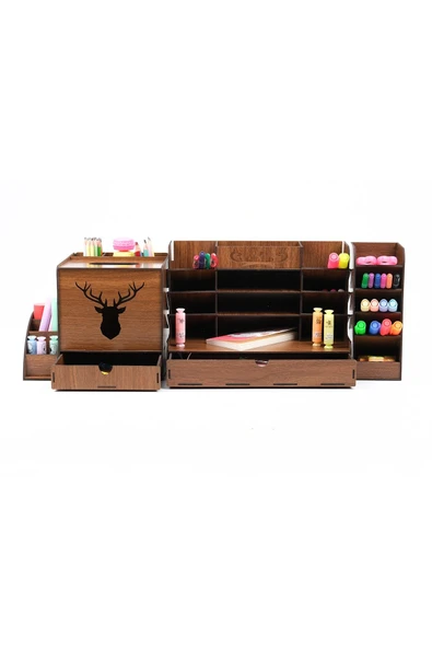 Notpa Ahşap Masaüstü Geyikli Desenli Organizer Kalemlik Set 4 Parça (montajı Yapılmış Şekilde Gönderim) ürün görseli 1