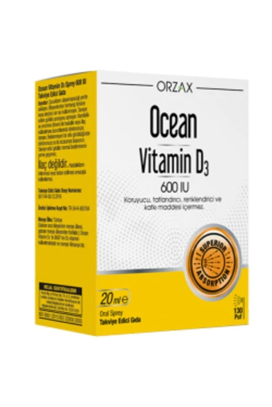 ORZAX Ocean Vitamin D3 Sprey 600 Iu 20 ml ürün görseli 1