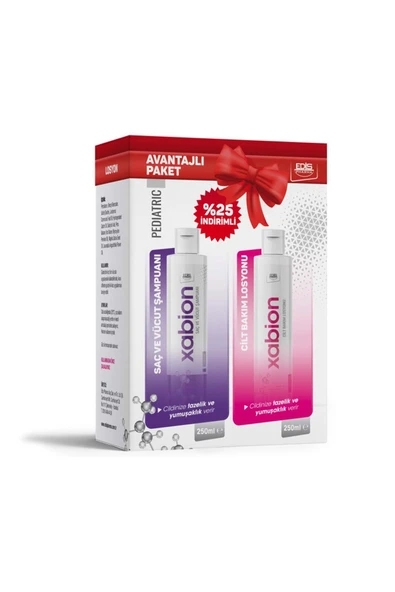 EDİS PHARMA Xabion Pediatric Cilt Bakım Losyonu 250Ml+ Şampuanı 250 Ml Kofre Paket ürün görseli 1