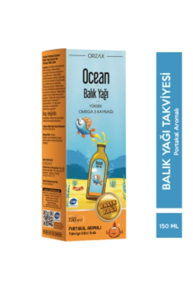 ORZAX Ocean Omega 3 Balık Yağı Şurubu 150 ml Portakal Aromalı ürün görseli 1
