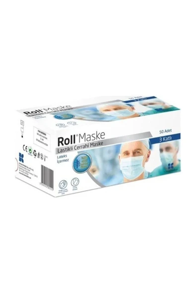 ROLL Steril Lastikli 3 Katlı Maske - 50 Adet ürün görseli 1
