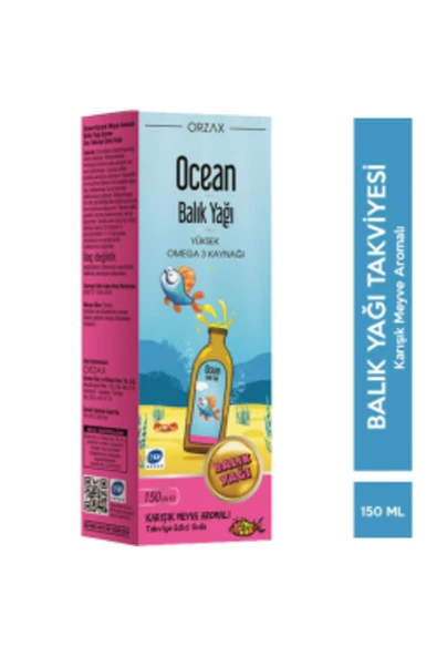 ORZAX Ocean Omega 3 Balık Yağı Şurubu 150 ml Karışık Meyve Aromalı ürün görseli 1